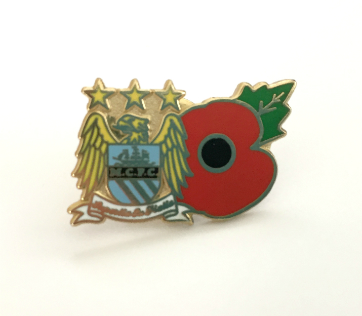 Manchester City Football Club Poppy Enamel Lapel Pin Badge