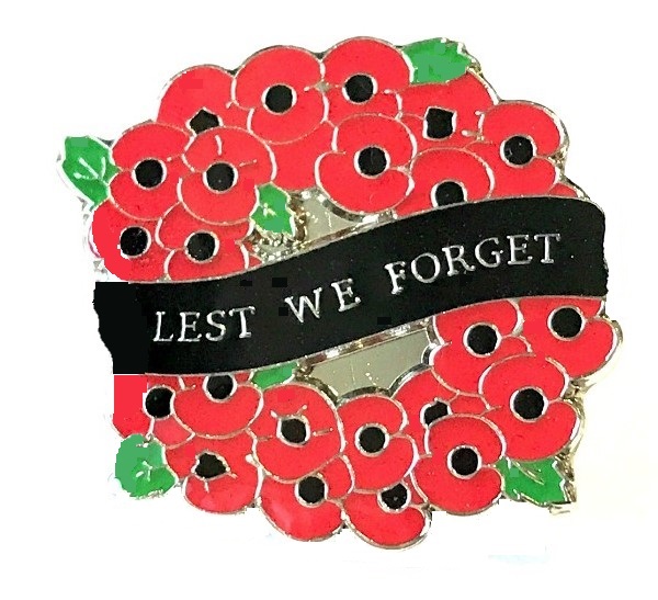 Lest We Forget Poppies Pin Badge