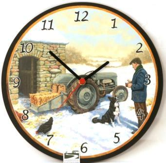 Grey Fergie Tractor in Snow Wall Clock